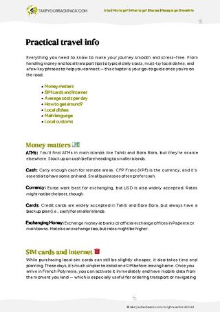 example page 5 from our offline Travel Guide for French Polynesia
